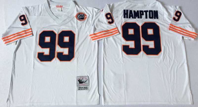 Bears 99 Dan Hampton White M&N Throwback Jersey->nfl m&n throwback->NFL Jersey